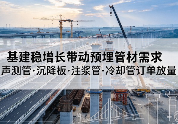 江川基建稳增长带动预埋监测管材需求，声测管、沉降板、注浆管订单持续放量